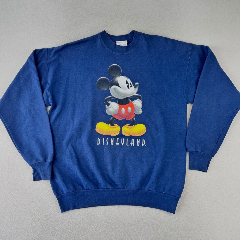 Vintage Disneyland Crewneck Sweatshirt Adult Large Blue Mickey Graphic Pullover